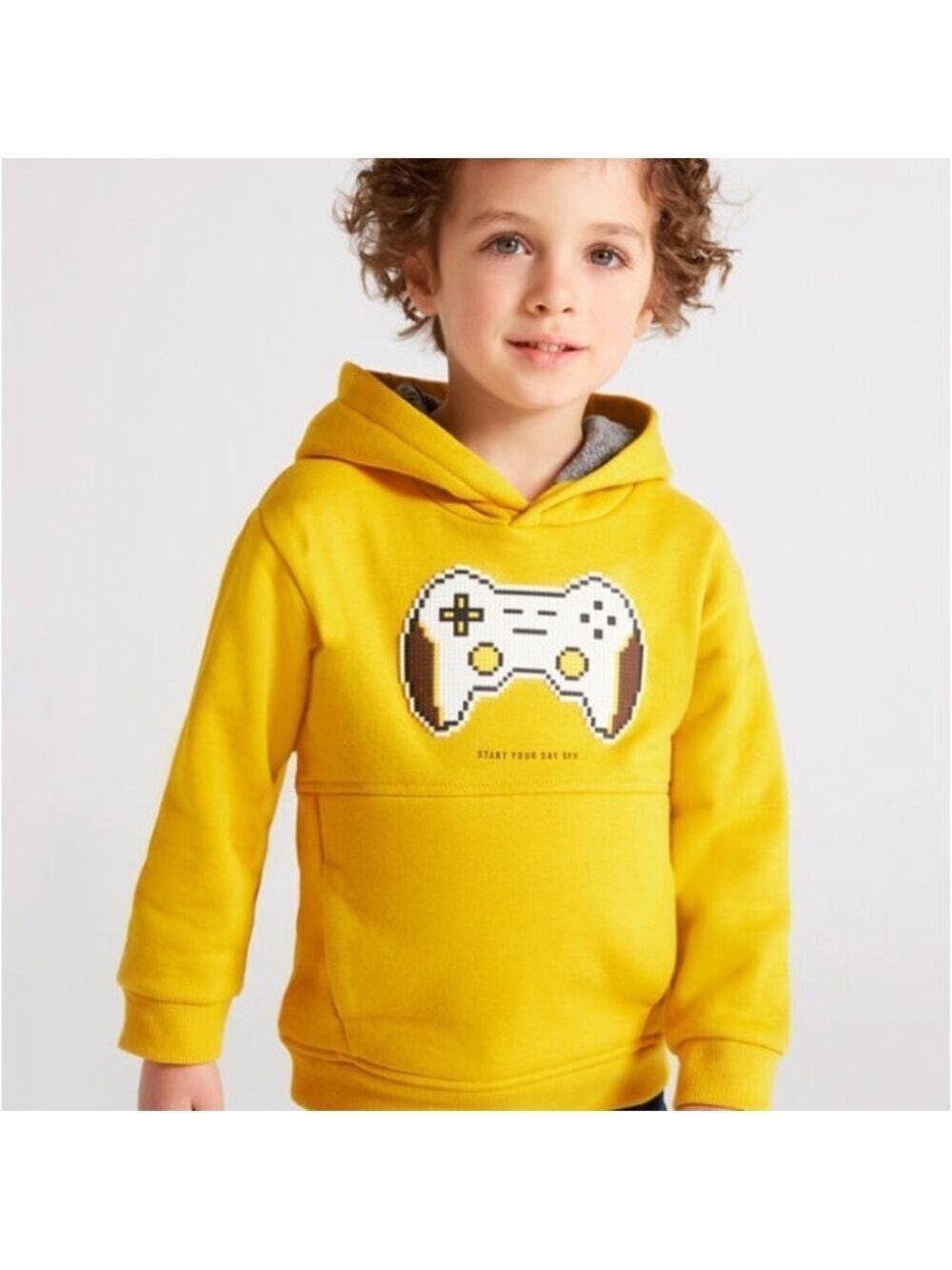 Size 3 Years Boys Mayoral Yellow Gaming Graphic Hoodie Sweatshirt